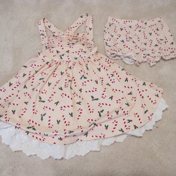 SweetHoney Other - SweetHoney Girl's Candy Cane Dress with Ruffle Shorties Size 6Y EUC